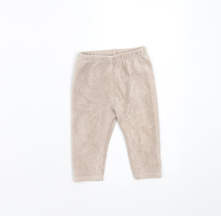 Preworn Baby Beige  Cotton  Trousers Size 9 Months   - leggings