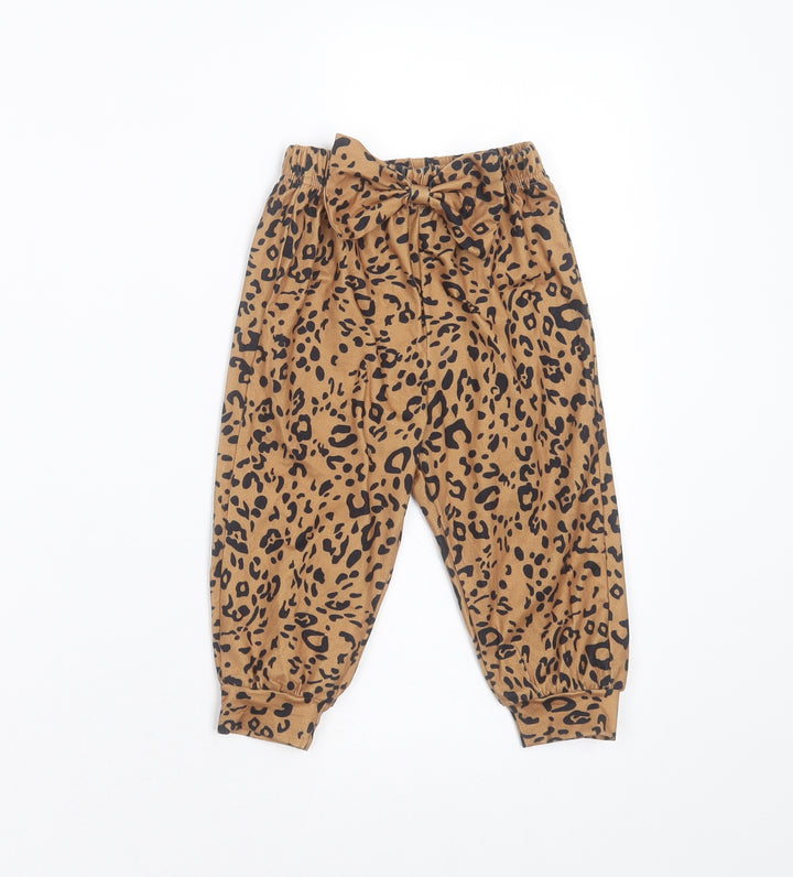 SheIn Girls Brown Animal Print Cotton Trousers Size 12 Months
