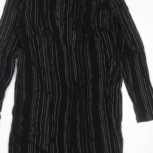 MNG Womens Black Striped Viscose Shift  Size L  Round Neck