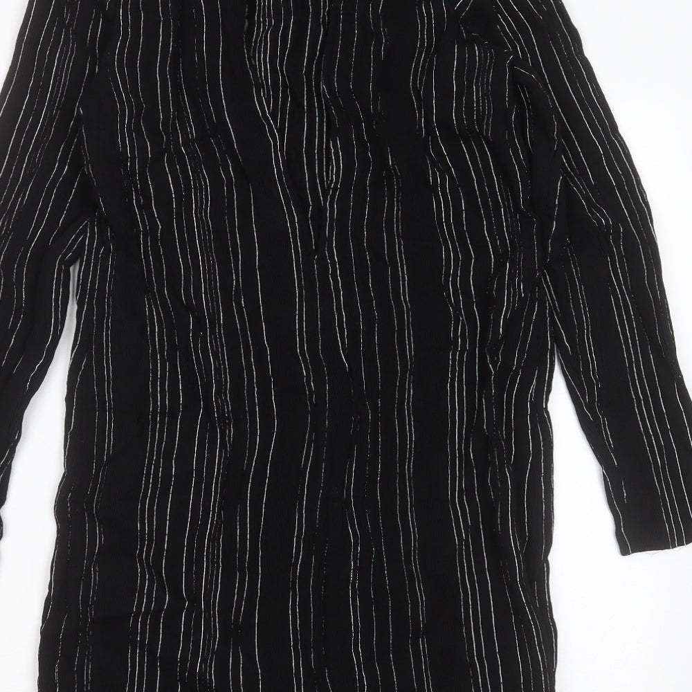MNG Womens Black Striped Viscose Shift  Size L  Round Neck