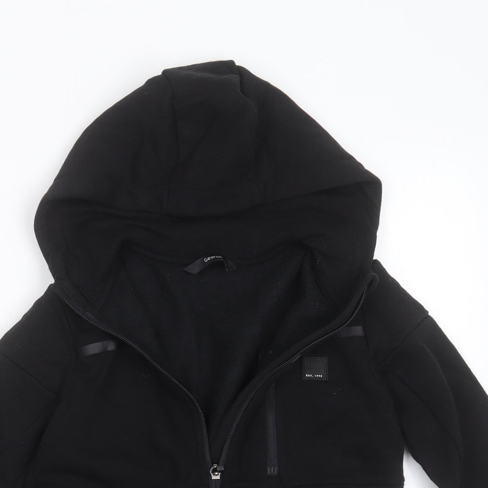 George Boys Black  Cotton Full Zip Hoodie Size 6-7 Years  Zip