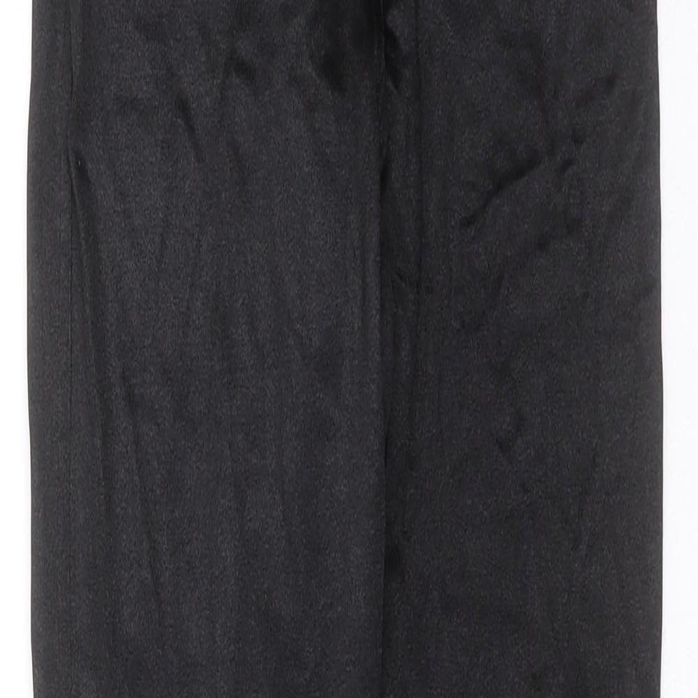 Topshop Womens Black  Nylon Trousers  Size 12 L29 in Extra-Slim Zip