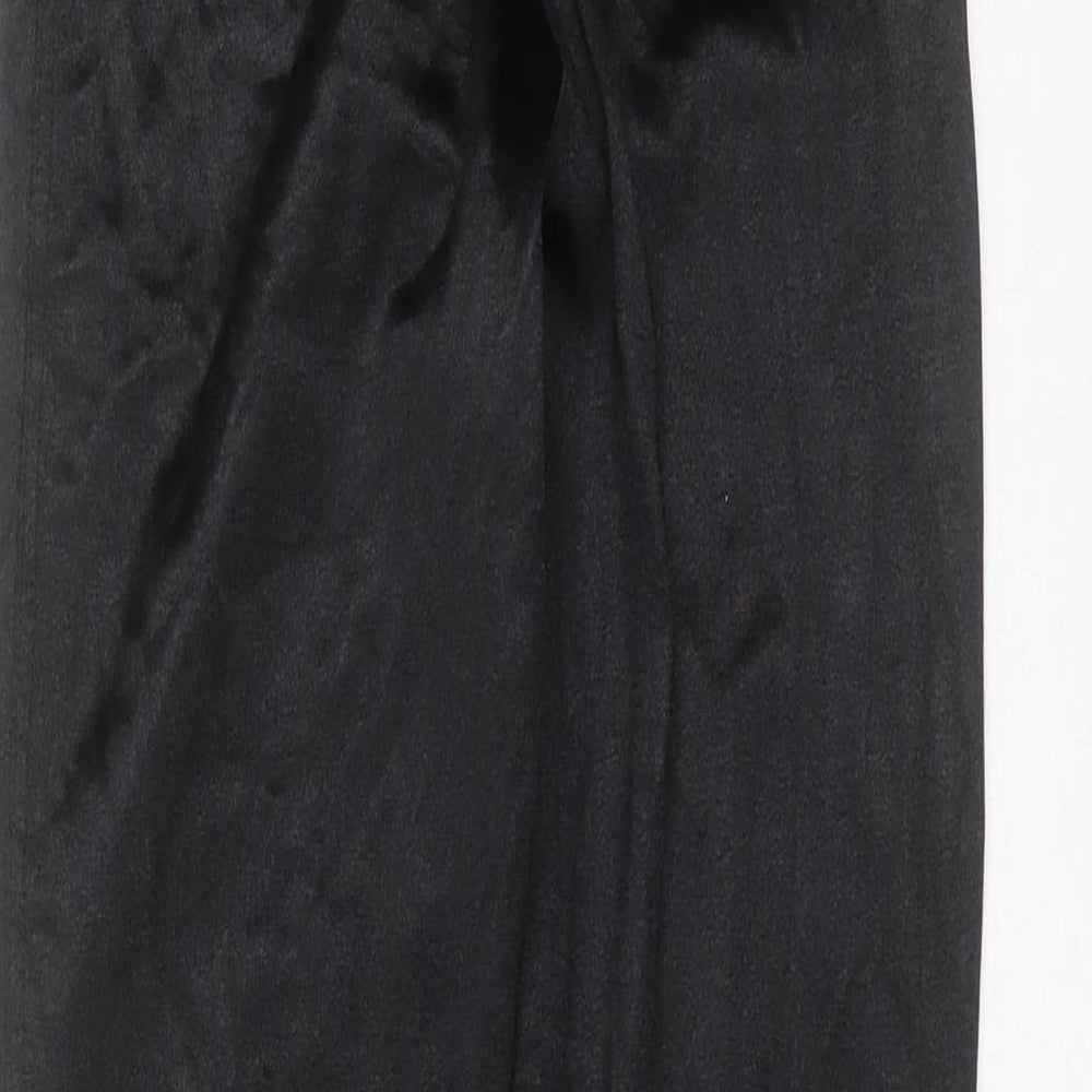Topshop Womens Black  Nylon Trousers  Size 12 L29 in Extra-Slim Zip