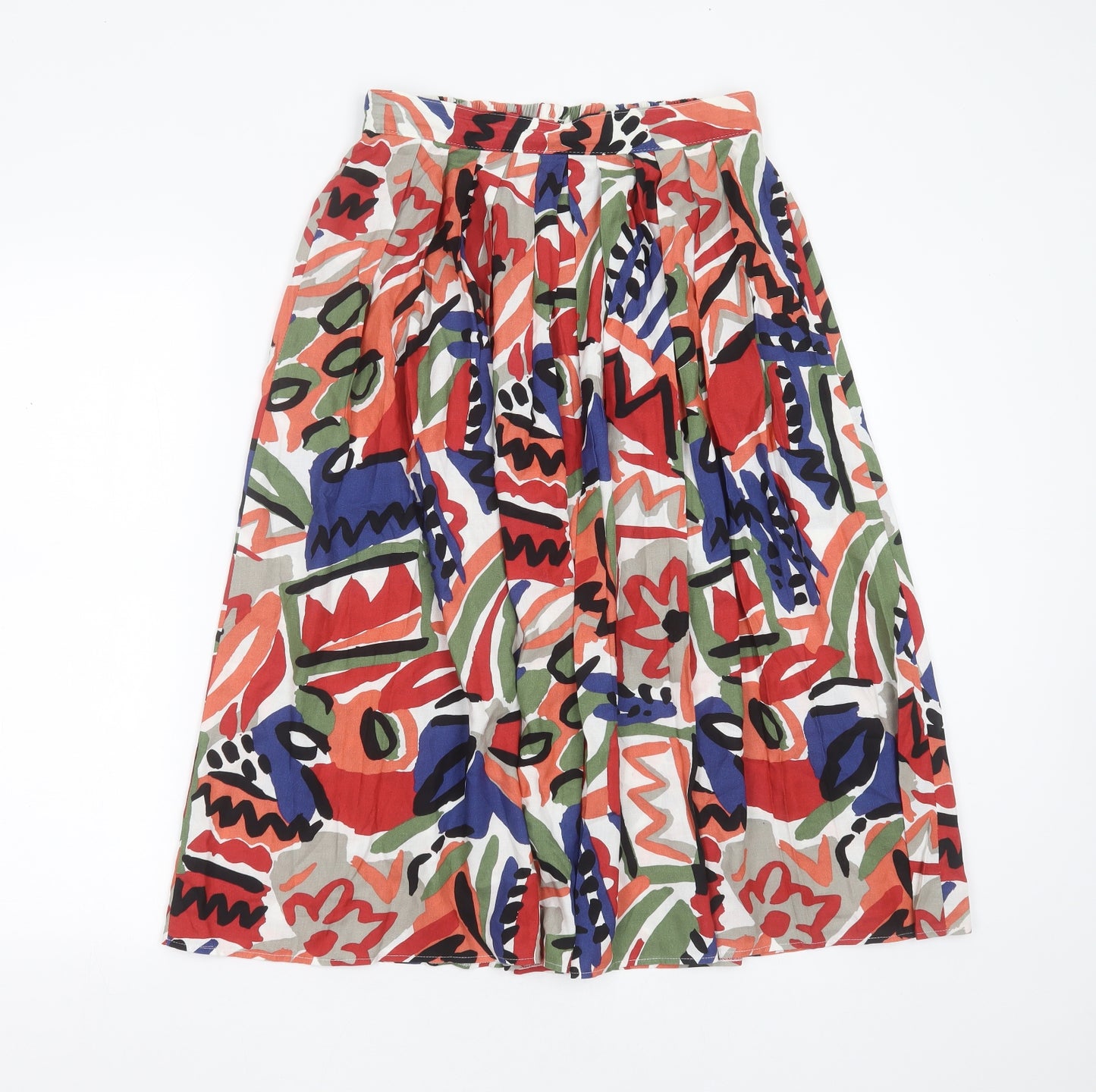 st Michael Womens Multicoloured Geometric Viscose A-Line Skirt Size 14