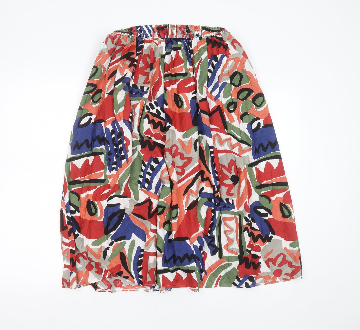 st Michael Womens Multicoloured Geometric Viscose A-Line Skirt Size 14