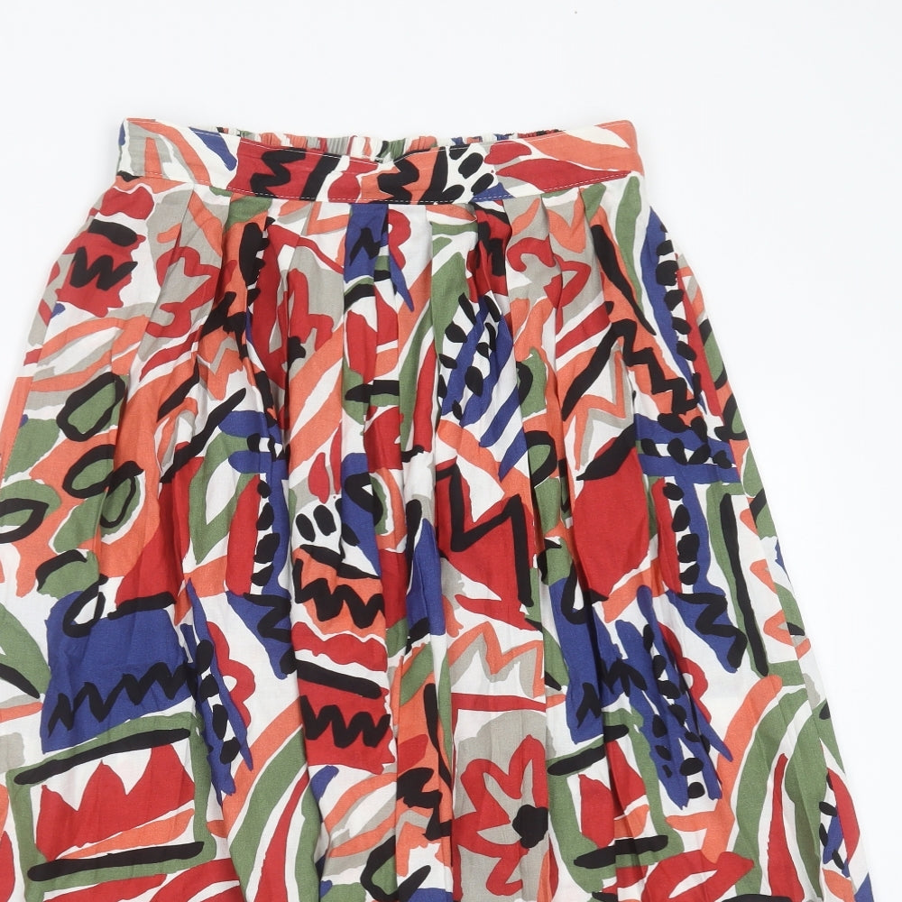 st Michael Womens Multicoloured Geometric Viscose A-Line Skirt Size 14