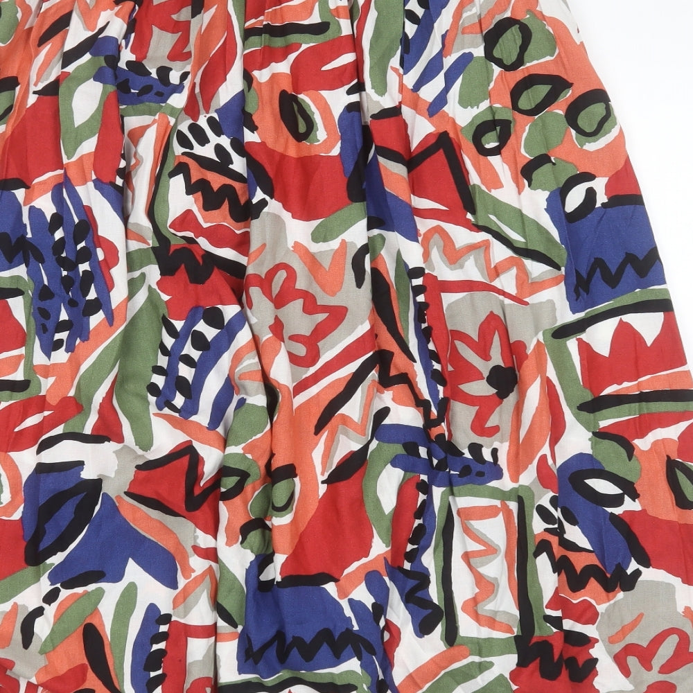 st Michael Womens Multicoloured Geometric Viscose A-Line Skirt Size 14