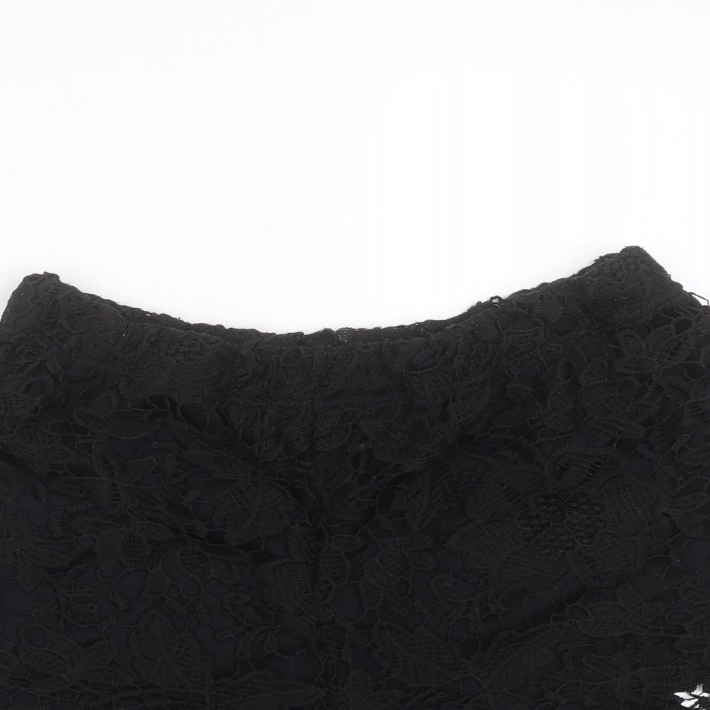 Primark Womens Black Floral Polyester Hot Pants Shorts Size 12  Regular  - crochet