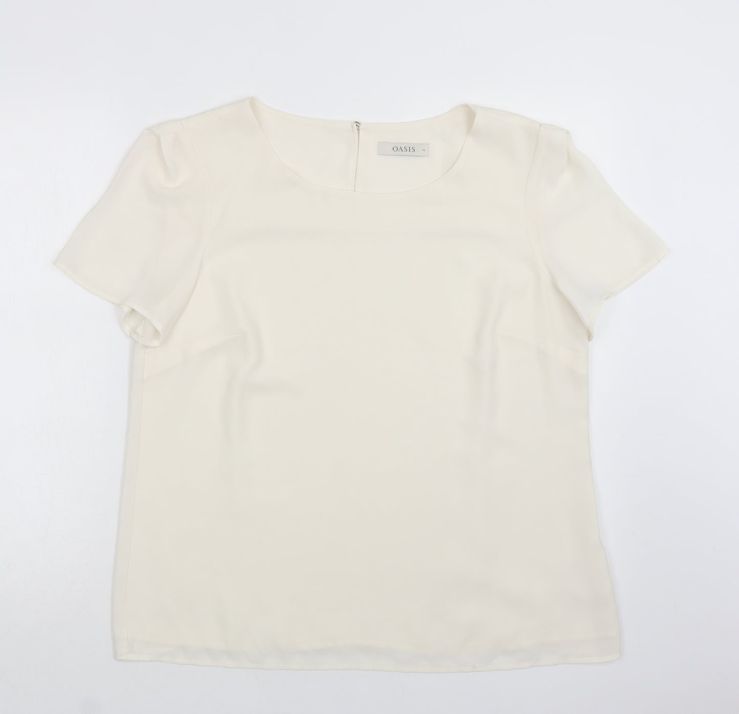 Oasis Womens Ivory  Polyester Basic Blouse Size 16 Round Neck