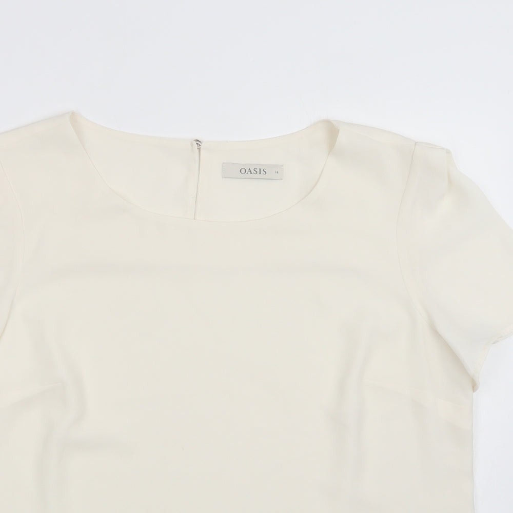 Oasis Womens Ivory  Polyester Basic Blouse Size 16 Round Neck
