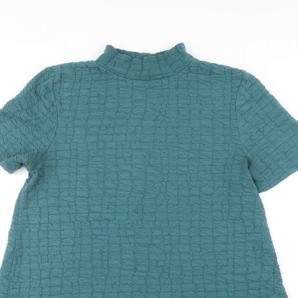 Zara Womens Green  Polyester A-Line  Size M  Mock Neck