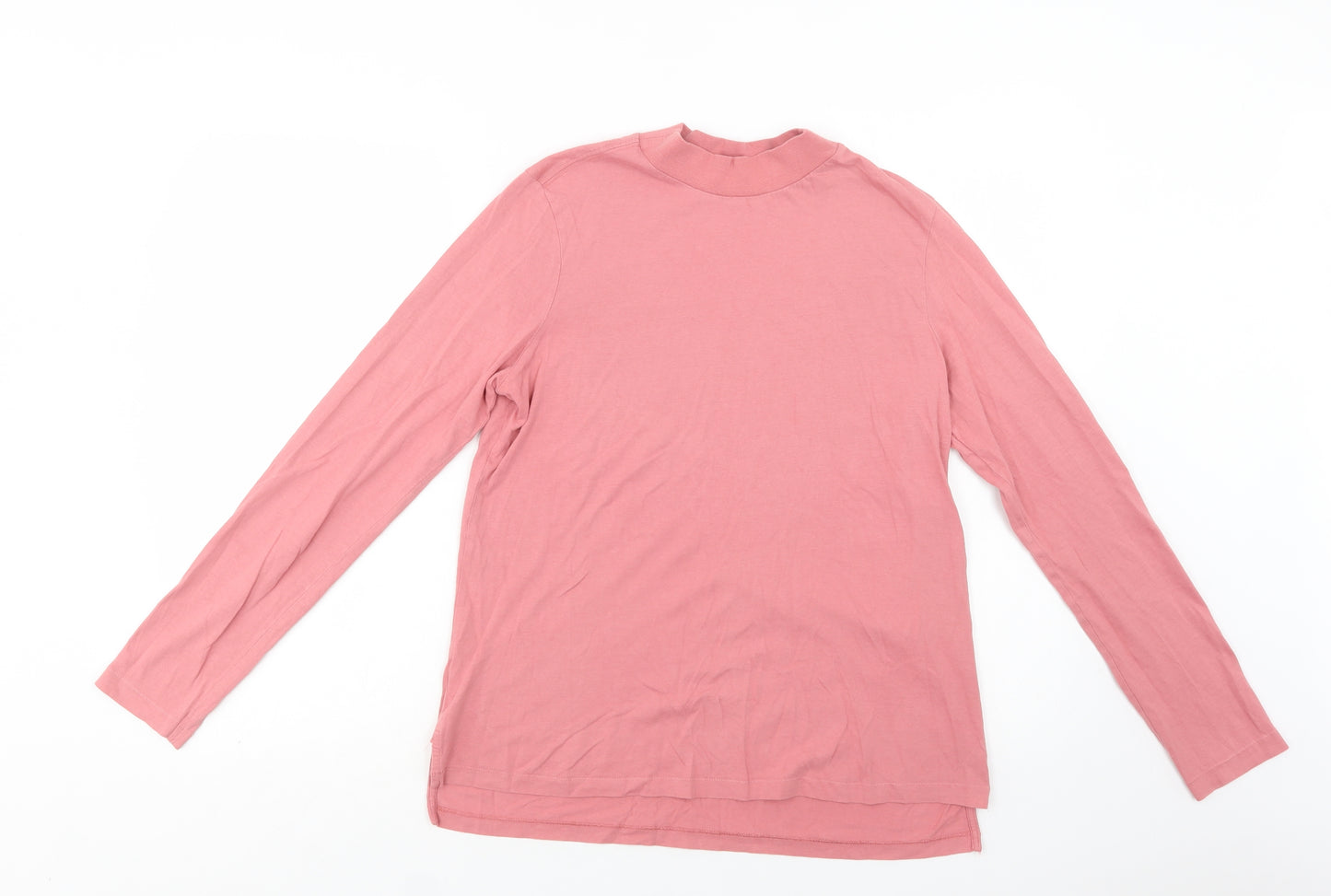 NEXT Womens Pink  Cotton Basic Blouse Size 12 Mock Neck