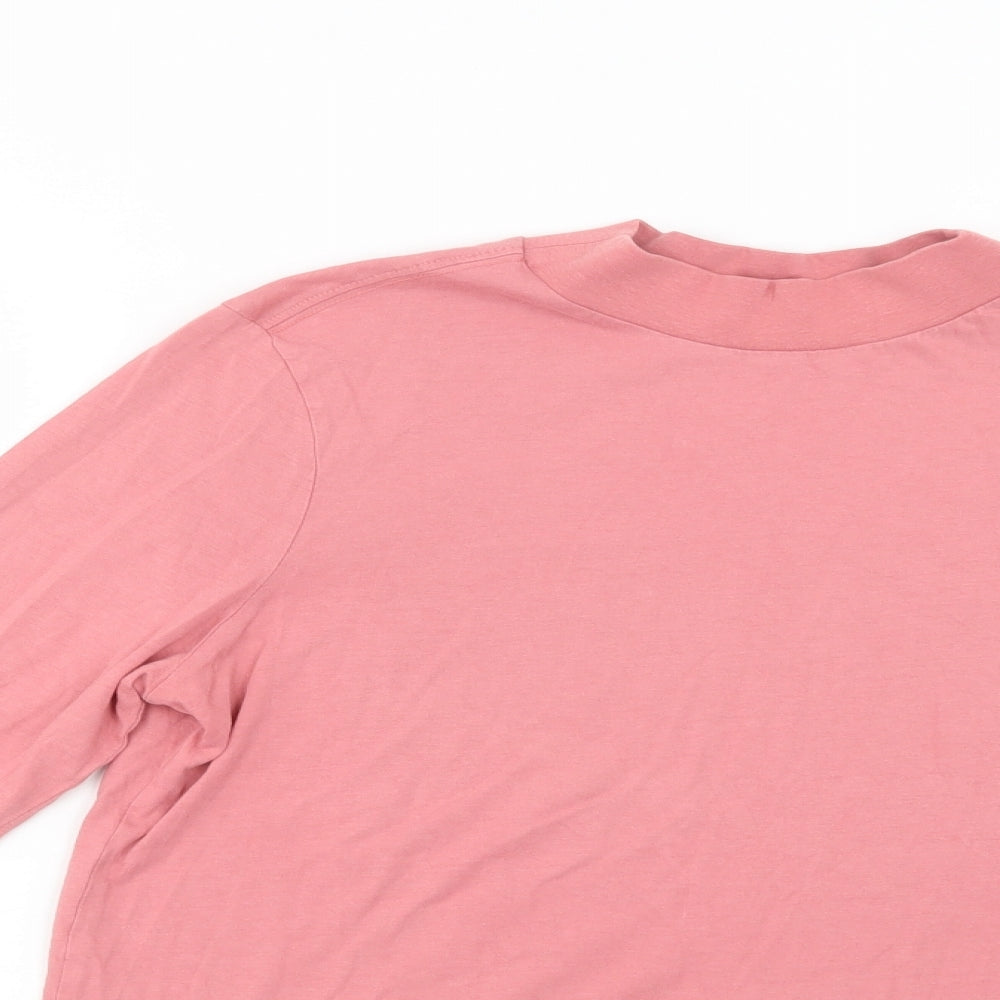 NEXT Womens Pink  Cotton Basic Blouse Size 12 Mock Neck