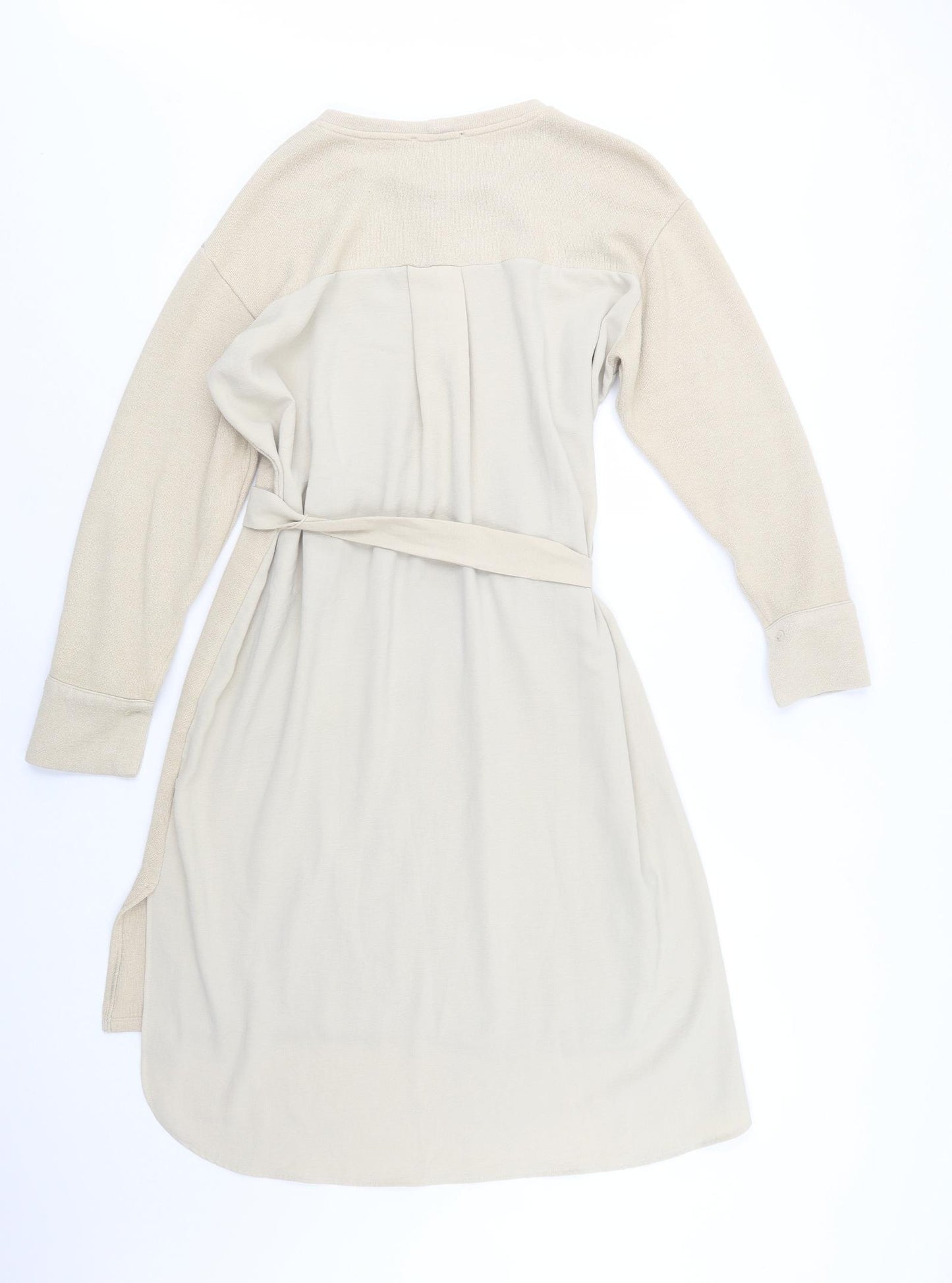 Zara Womens Beige  Viscose Jumper Dress  Size M  Round Neck
