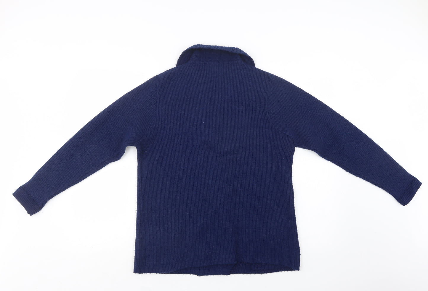 St Michael Womens Blue Collared   Cardigan Jumper Size 14