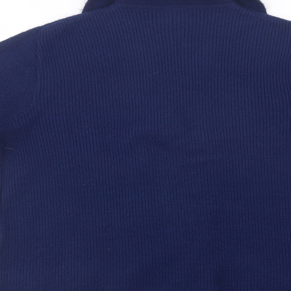 St Michael Womens Blue Collared   Cardigan Jumper Size 14