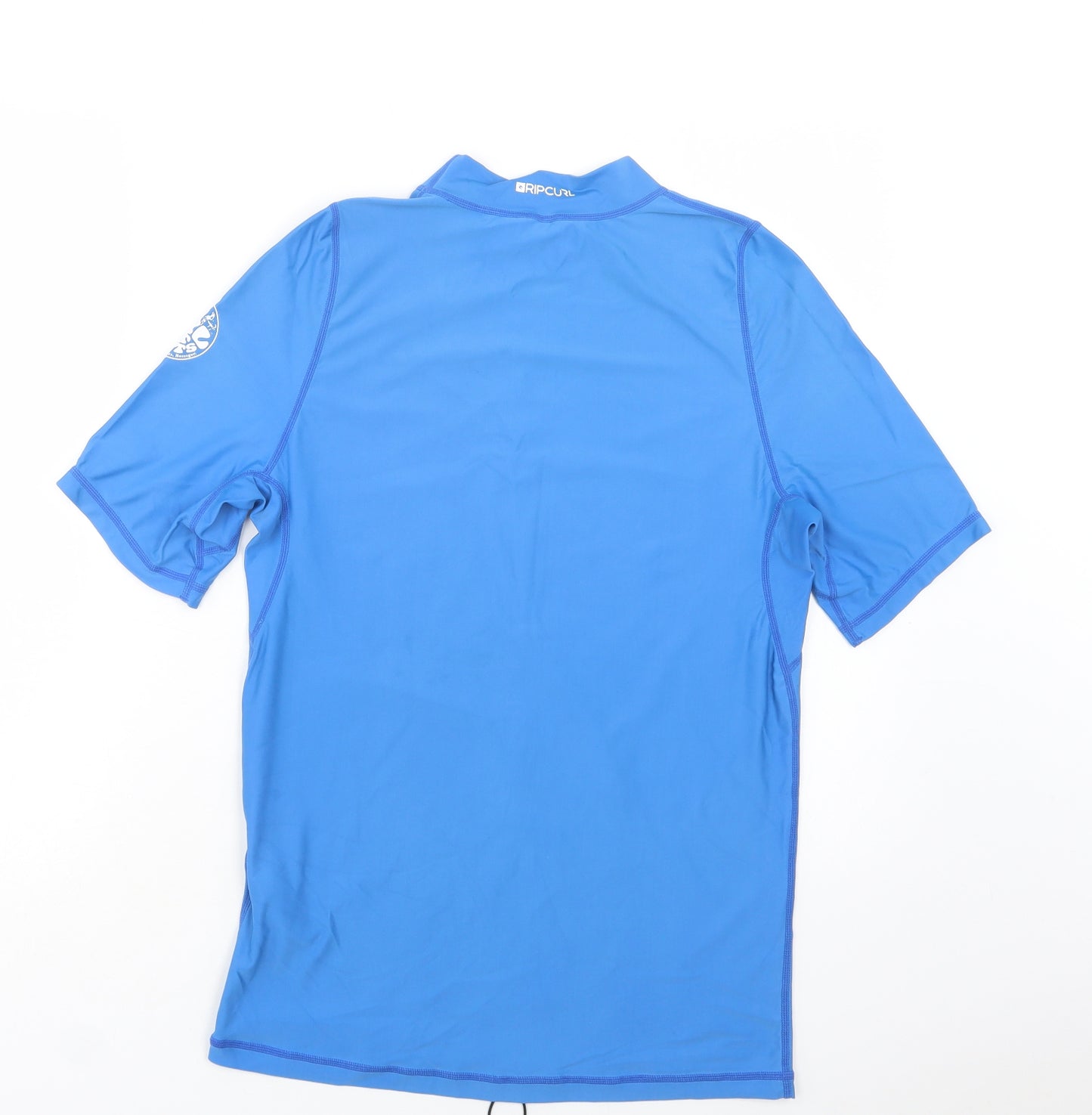 RIP CURL Womens Blue  Polyamide Basic T-Shirt Size 16 Mock Neck