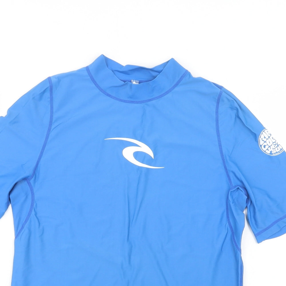 RIP CURL Womens Blue  Polyamide Basic T-Shirt Size 16 Mock Neck