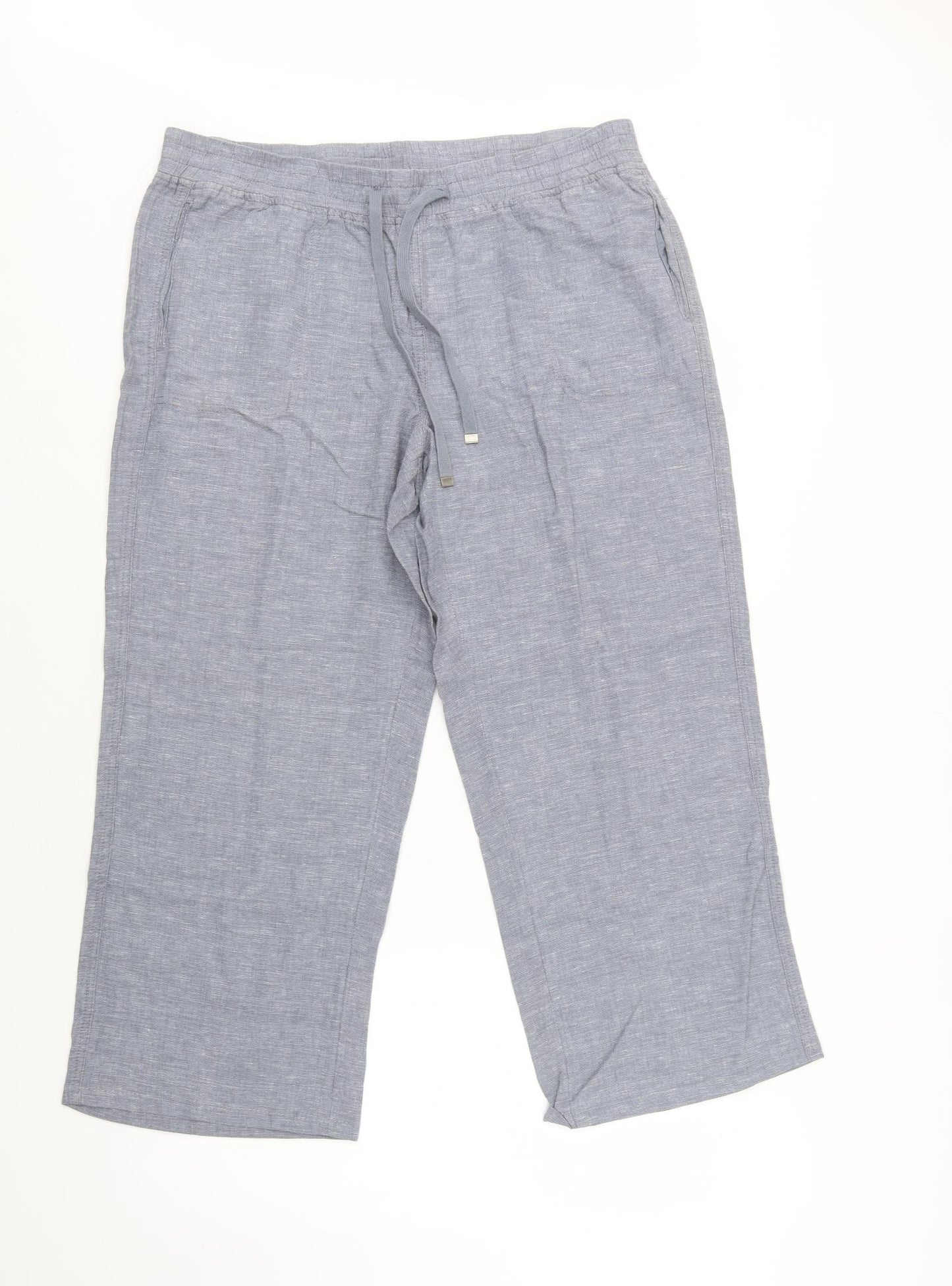 George Womens Grey  Linen Trousers  Size 14 L26 in Regular Drawstring
