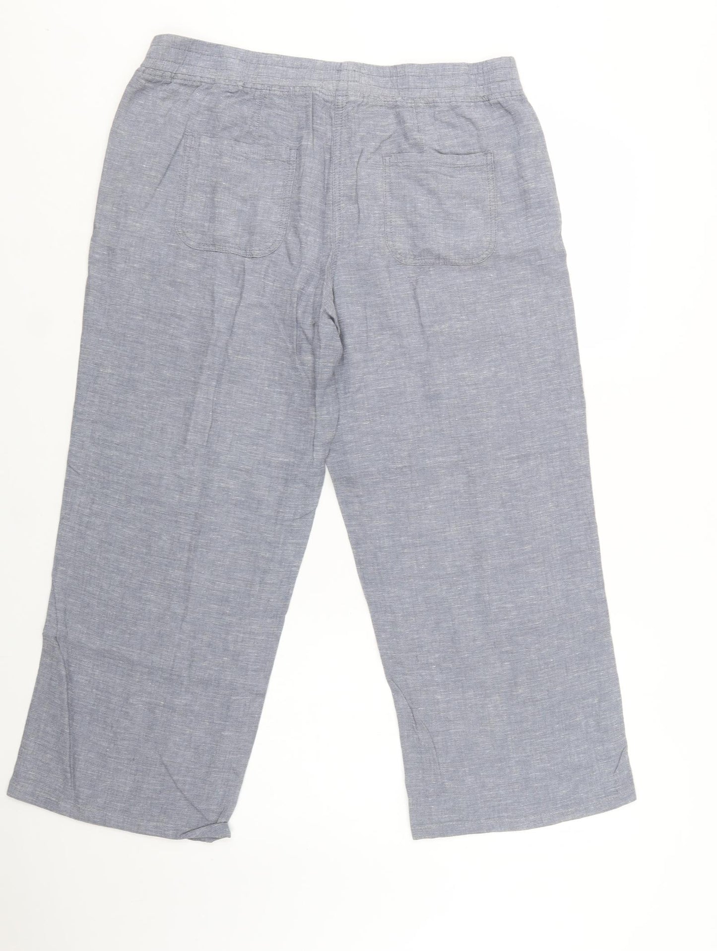 George Womens Grey  Linen Trousers  Size 14 L26 in Regular Drawstring