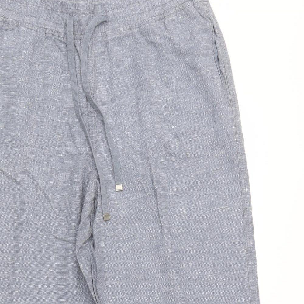 George Womens Grey  Linen Trousers  Size 14 L26 in Regular Drawstring