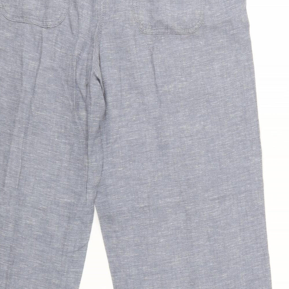 George Womens Grey  Linen Trousers  Size 14 L26 in Regular Drawstring