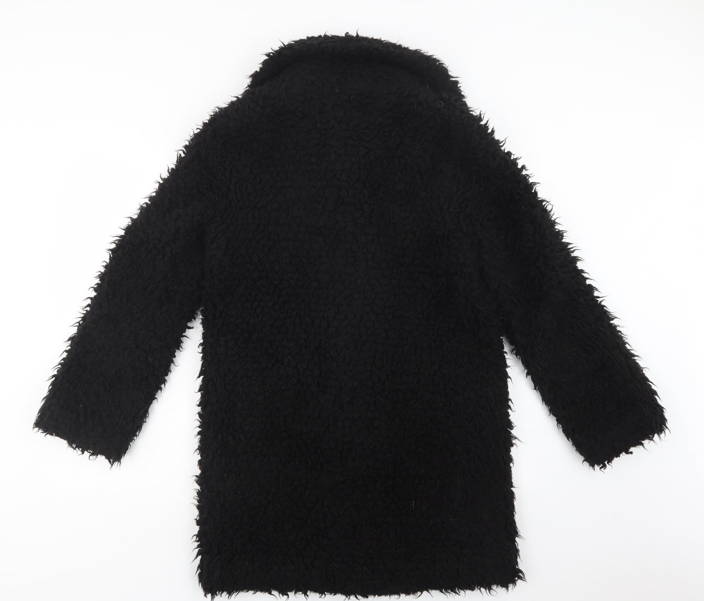 Topshop Womens Black   Overcoat Coat Size 8  Button - Fluffy