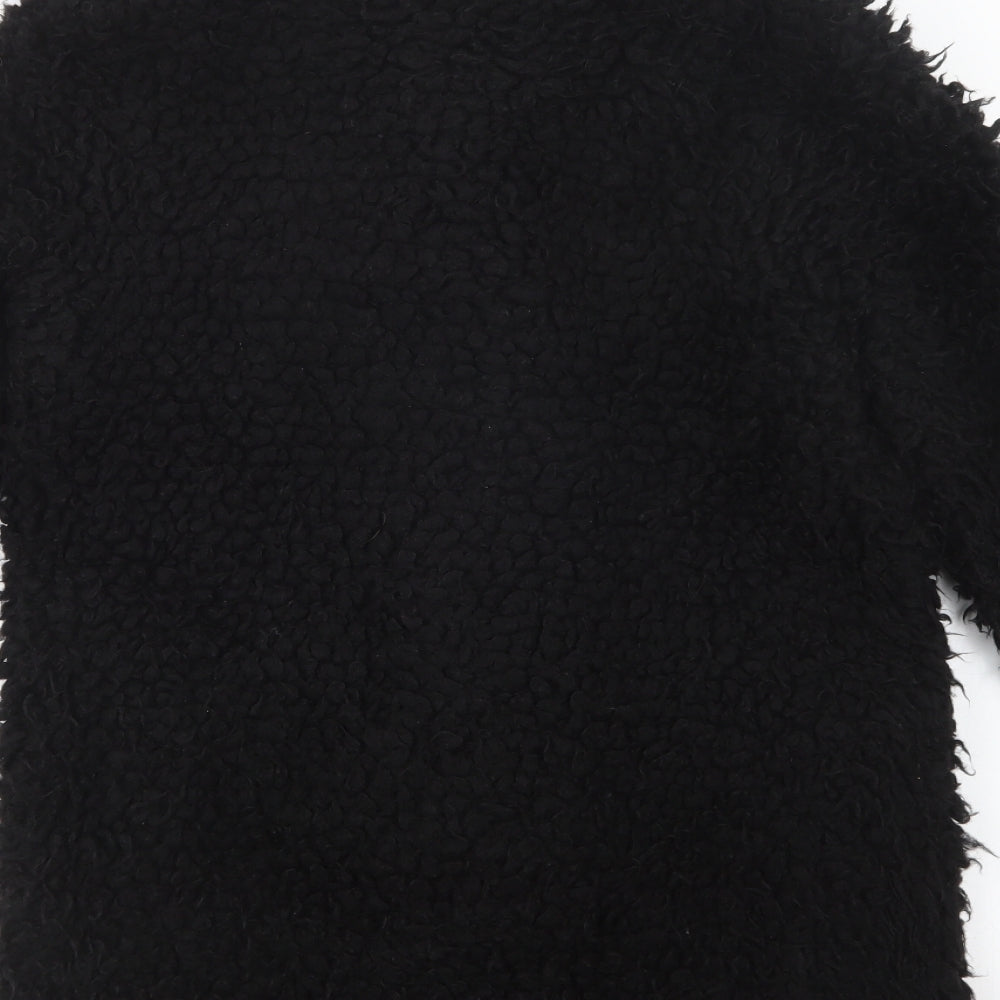 Topshop Womens Black   Overcoat Coat Size 8  Button - Fluffy