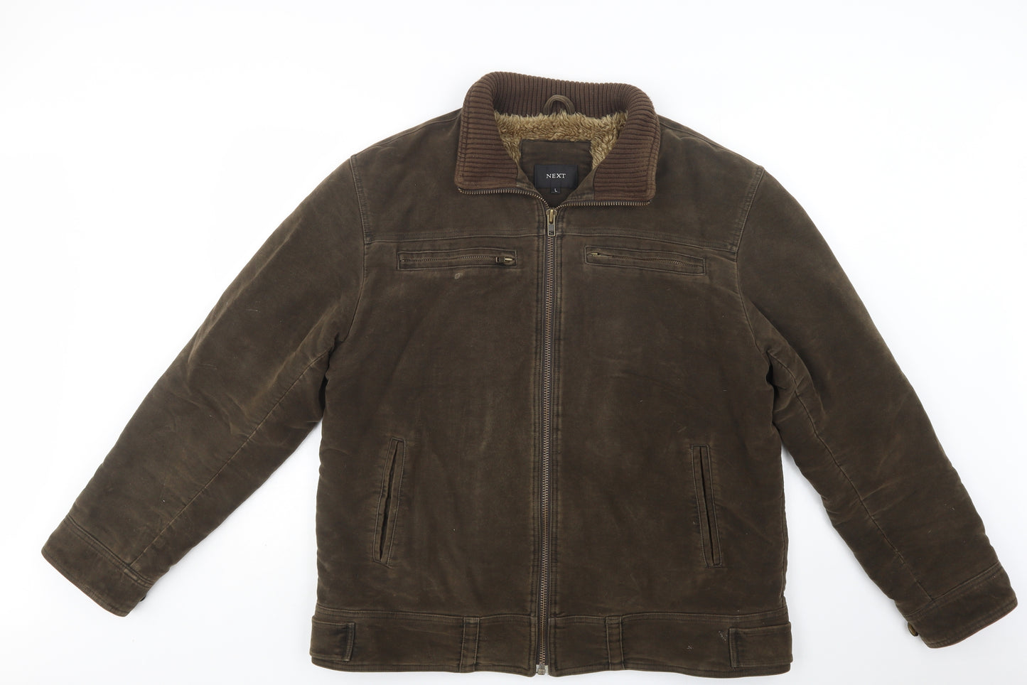 NEXT Mens Brown   Jacket  Size L  Zip - Fluffy Lining