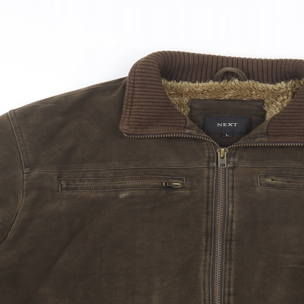 NEXT Mens Brown   Jacket  Size L  Zip - Fluffy Lining