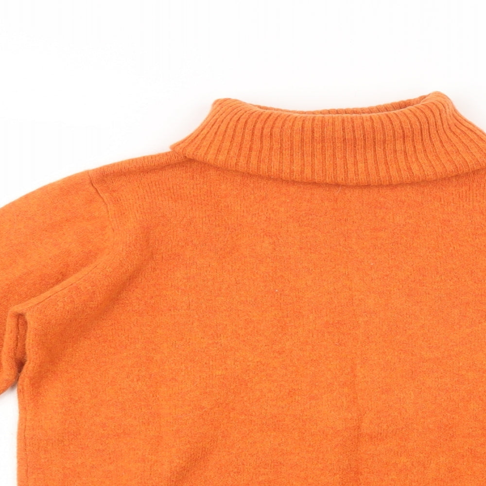 Woolovers Womens Orange Roll Neck  Wool Pullover Jumper Size S