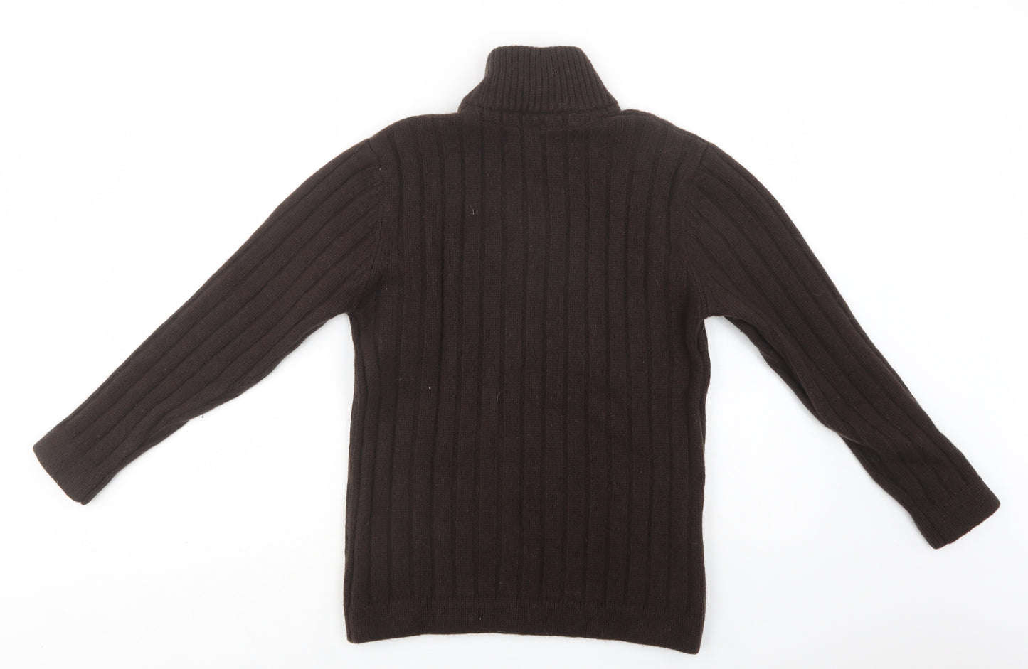 Crew Clothing Mens Brown Collared  Wool Henley Jumper Size M