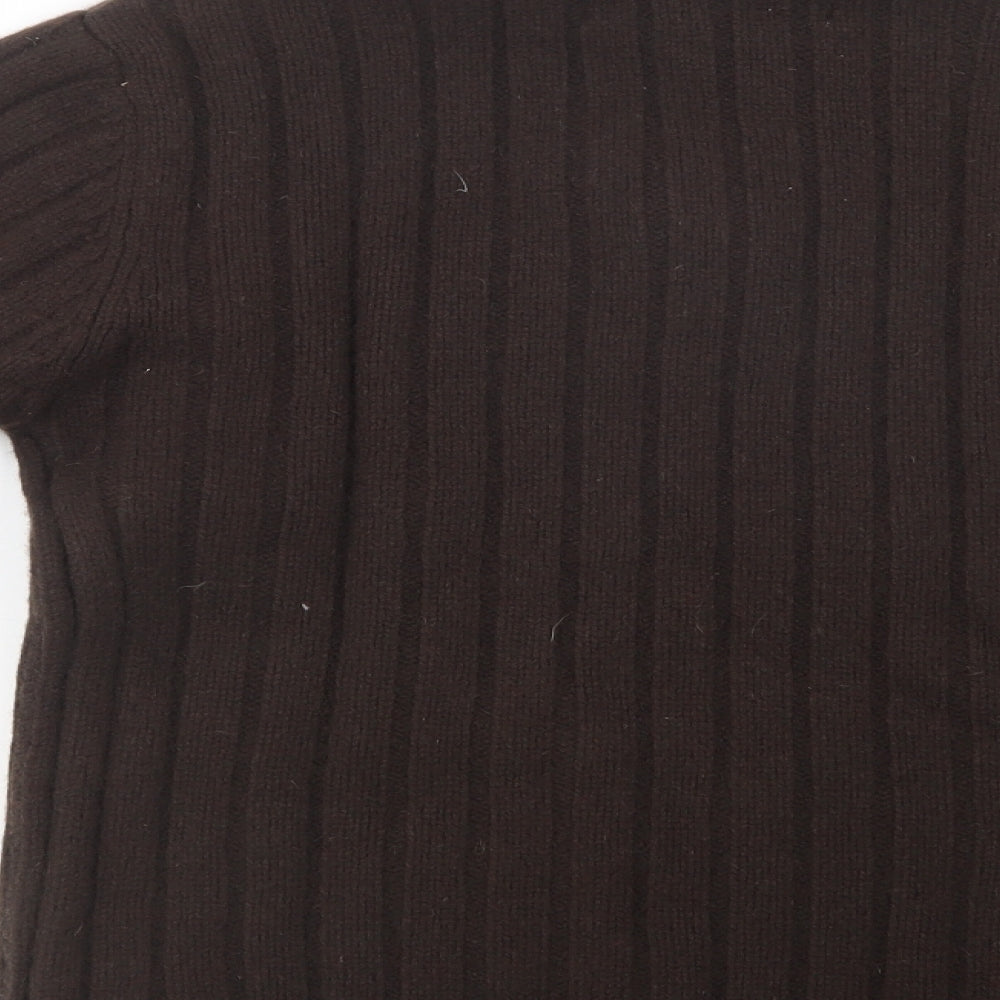 Crew Clothing Mens Brown Collared  Wool Henley Jumper Size M