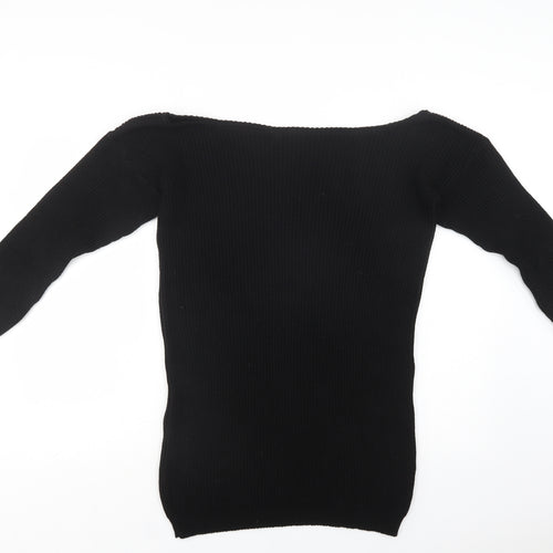 PRETTYLITTLETHING Womens Black  Acrylic Jumper Dress  Size S  Off the Shoulder