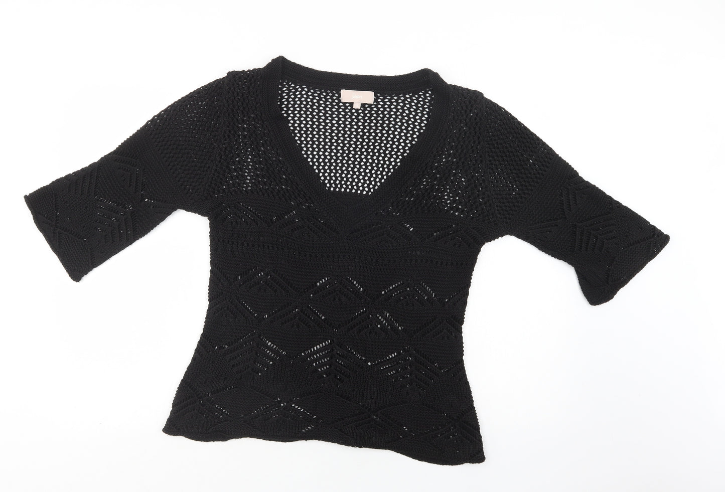 Soon Womens Black V-Neck   Pullover Jumper Size 16