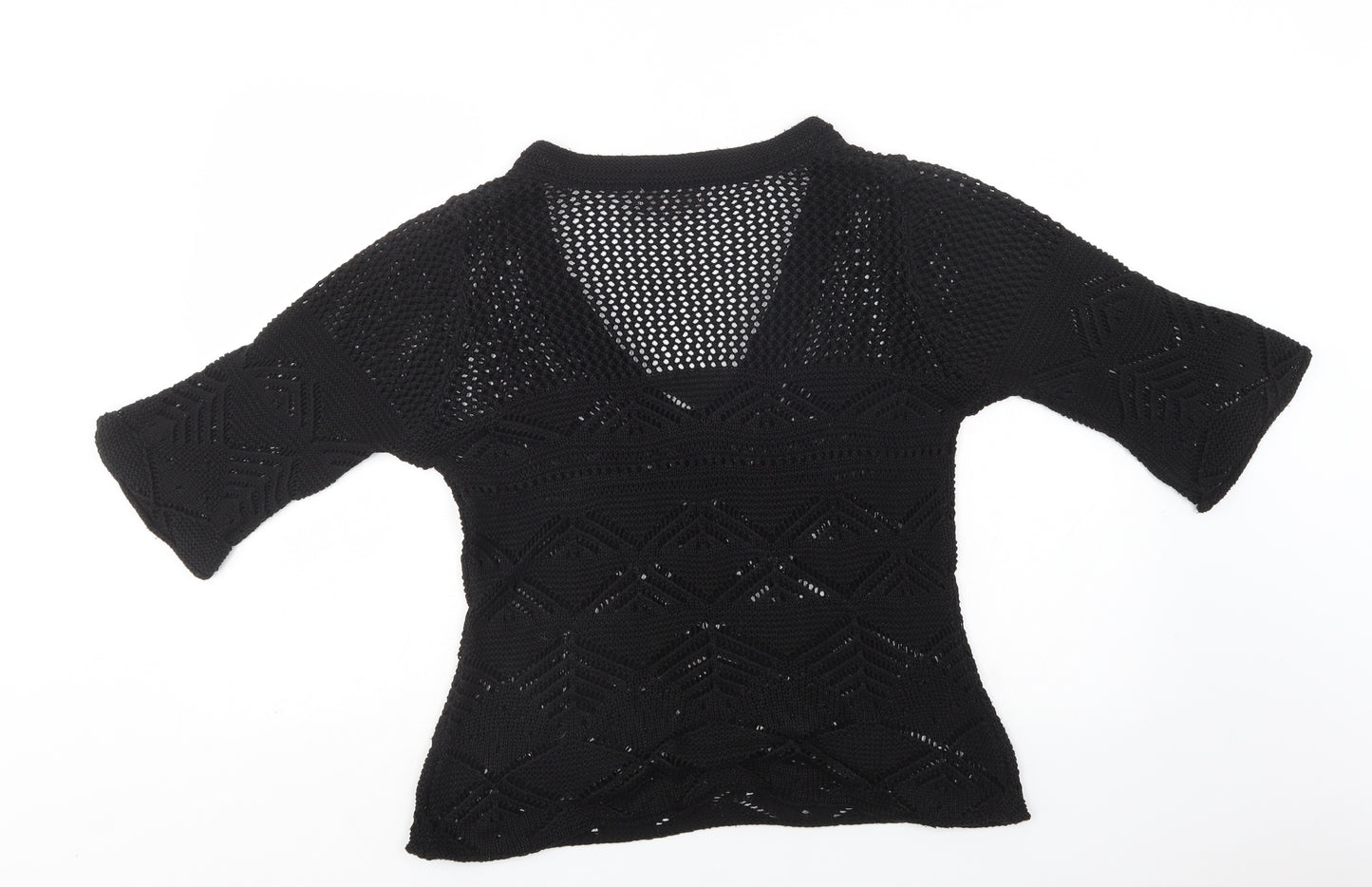 Soon Womens Black V-Neck   Pullover Jumper Size 16