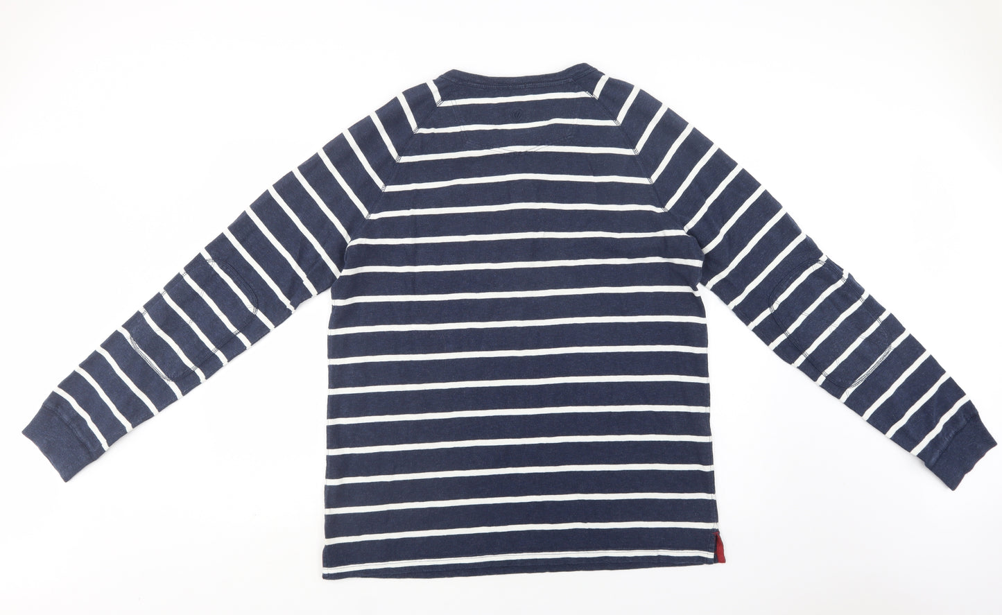 Fat Face Mens Blue Striped Cotton  T-Shirt Size L Henley