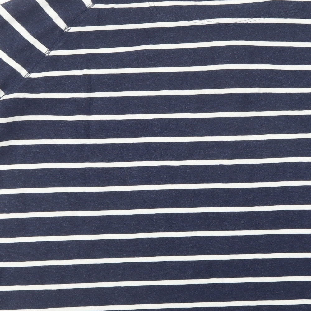 Fat Face Mens Blue Striped Cotton  T-Shirt Size L Henley