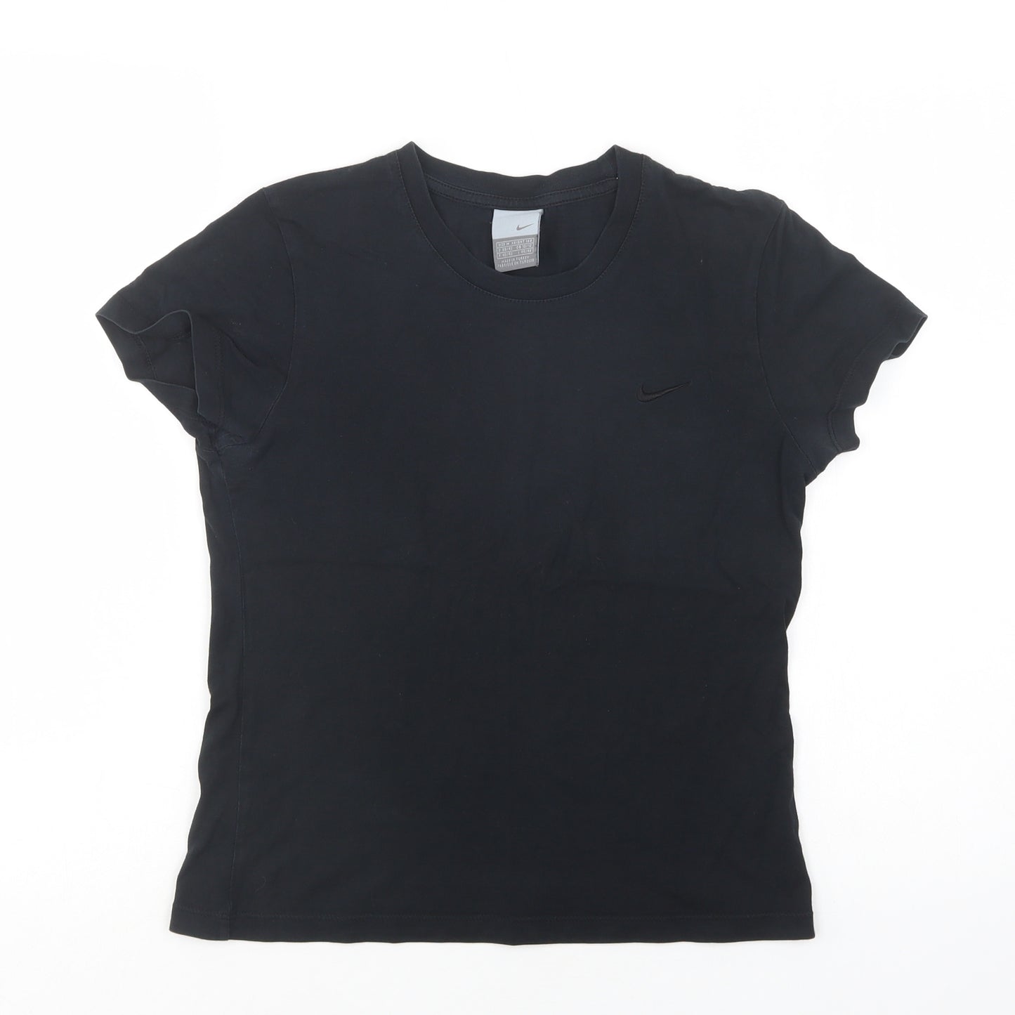 Nike Womens Black  Cotton Basic T-Shirt Size 12 Crew Neck