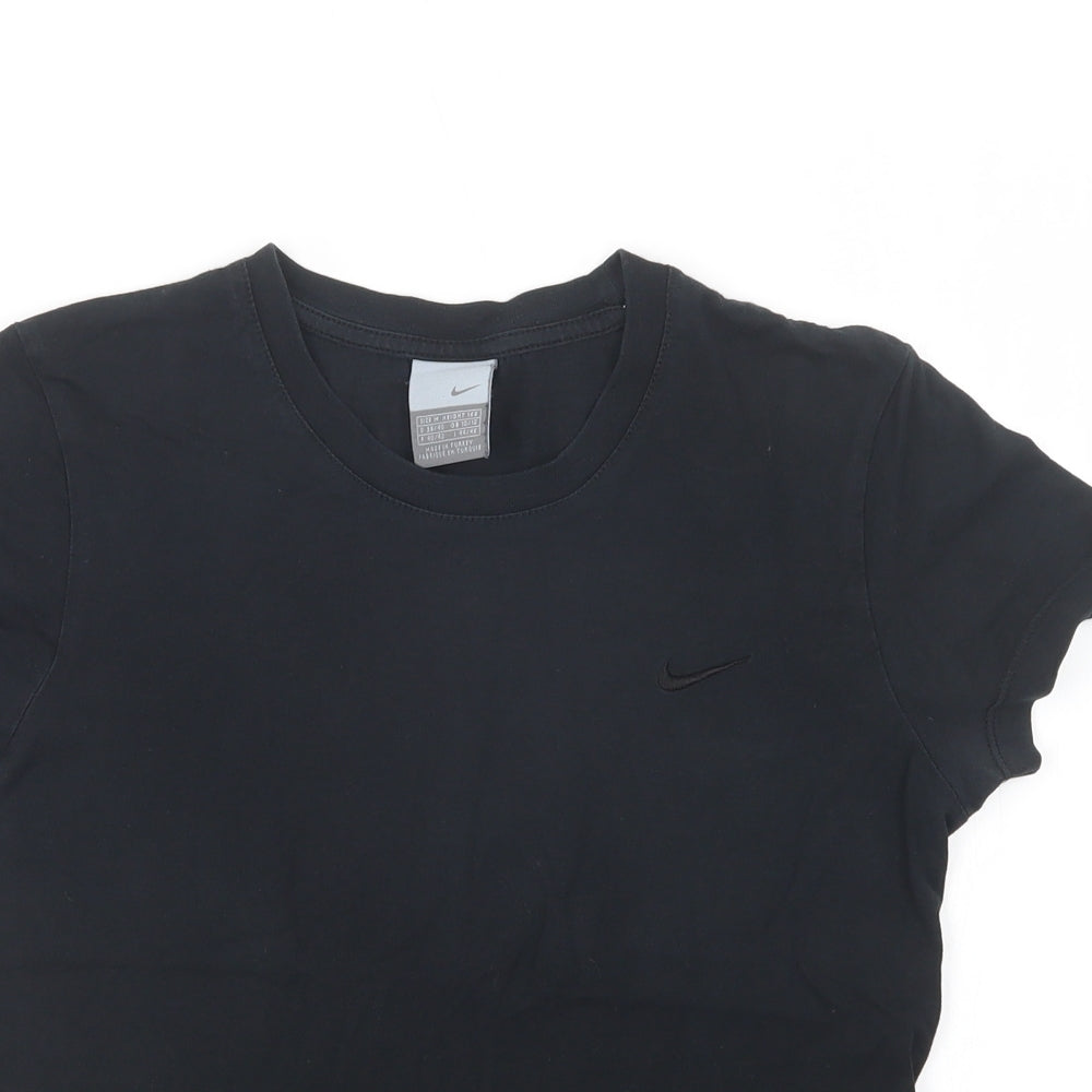 Nike Womens Black  Cotton Basic T-Shirt Size 12 Crew Neck
