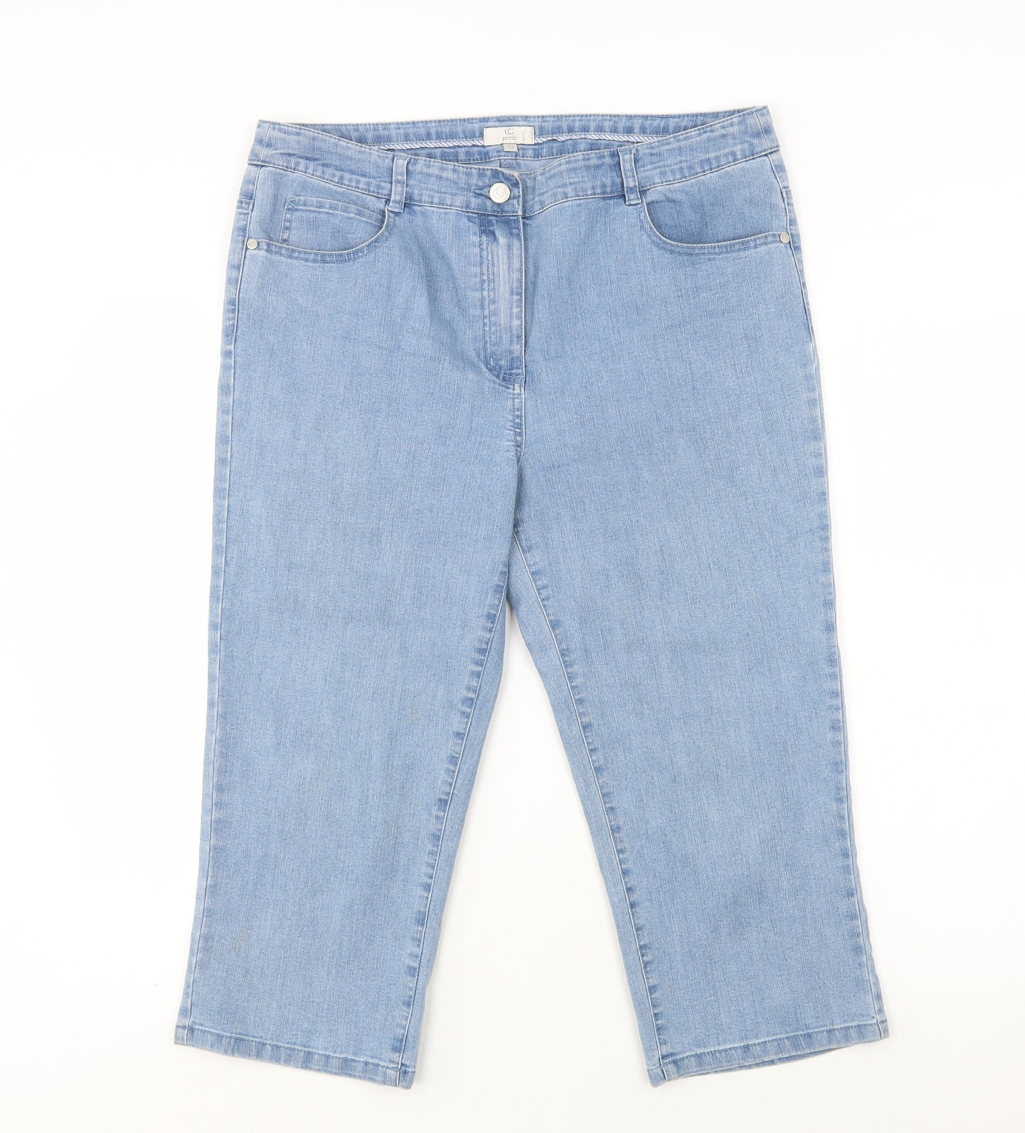 CC Petite Womens Blue  Cotton Cropped Jeans Size 14 L21 in Regular Button