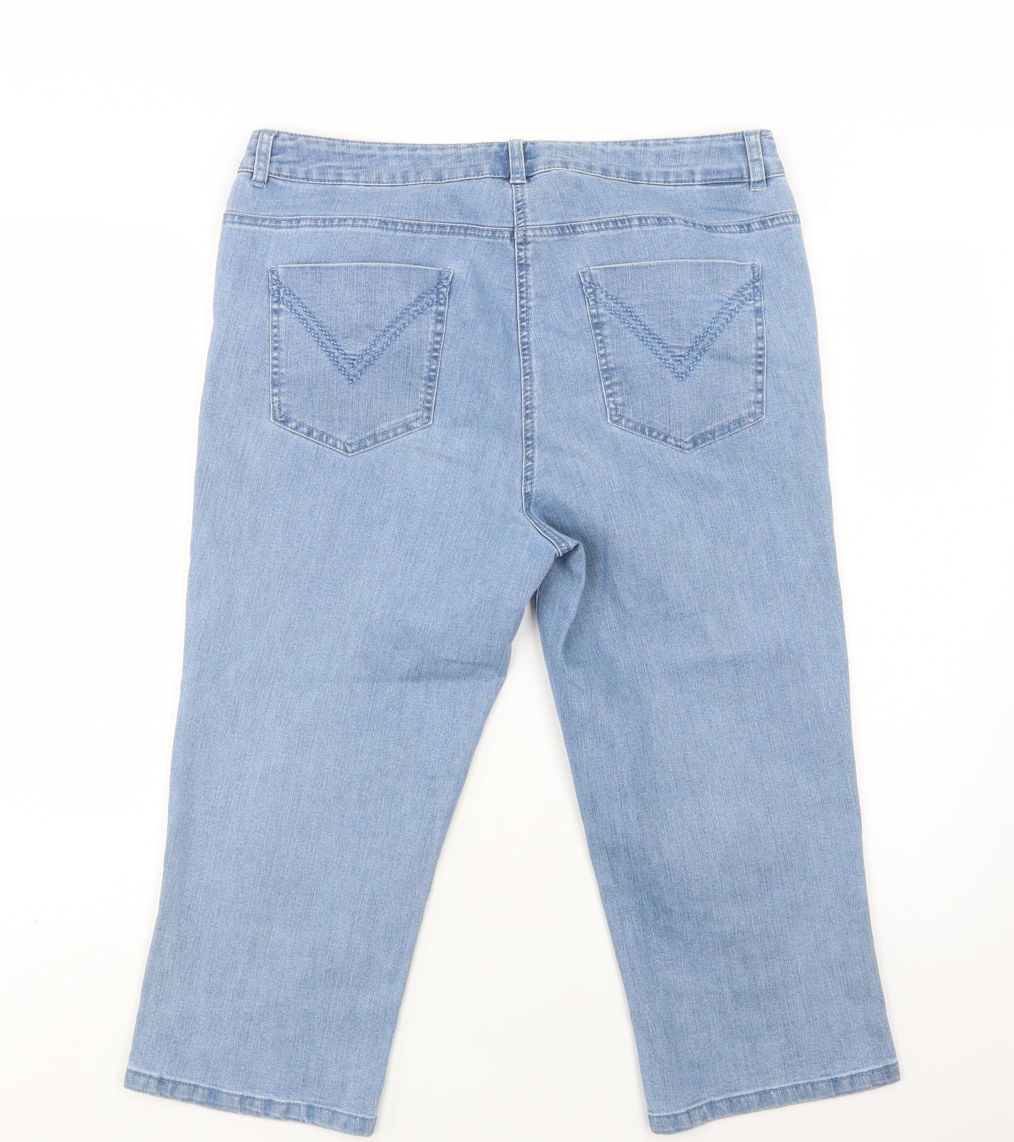 CC Petite Womens Blue  Cotton Cropped Jeans Size 14 L21 in Regular Button