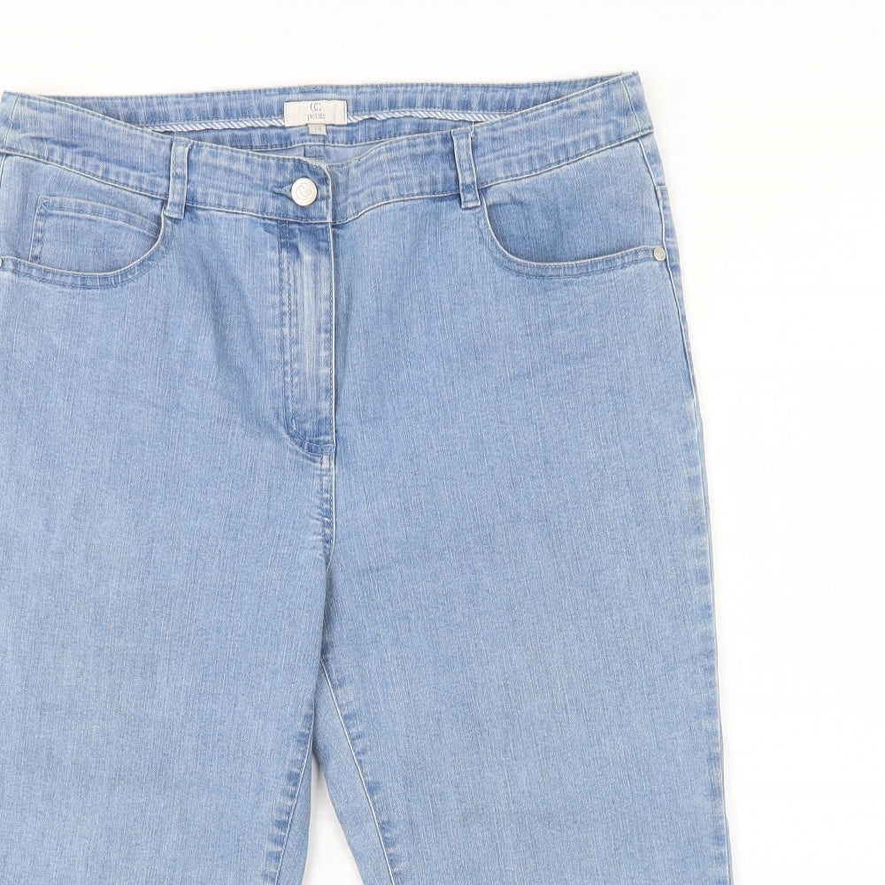 CC Petite Womens Blue  Cotton Cropped Jeans Size 14 L21 in Regular Button