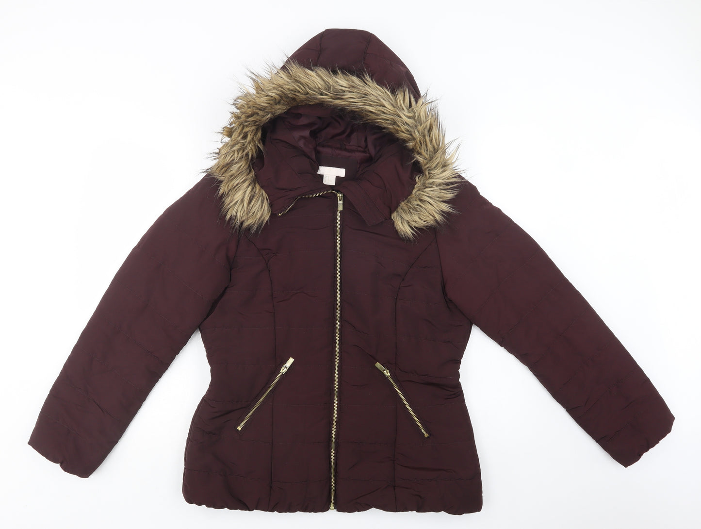 H&M Womens Purple   Puffer Jacket Jacket Size 14  Zip