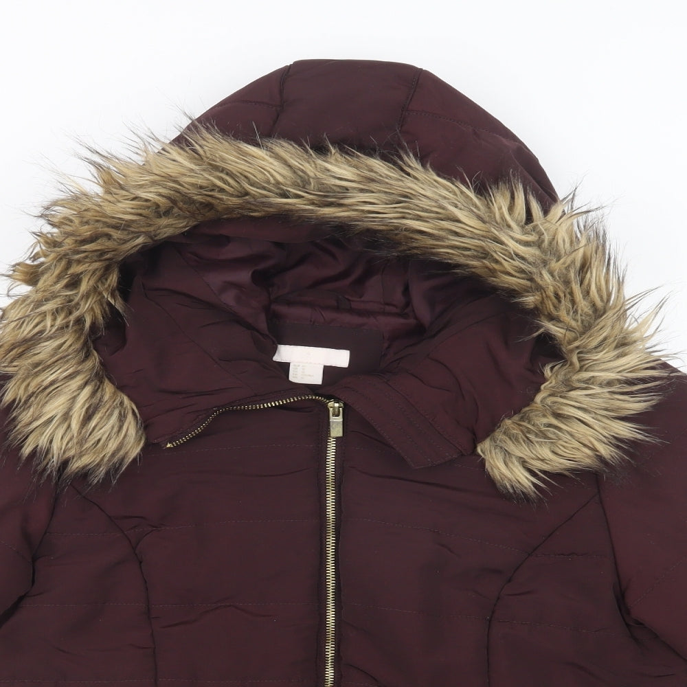 H&M Womens Purple   Puffer Jacket Jacket Size 14  Zip