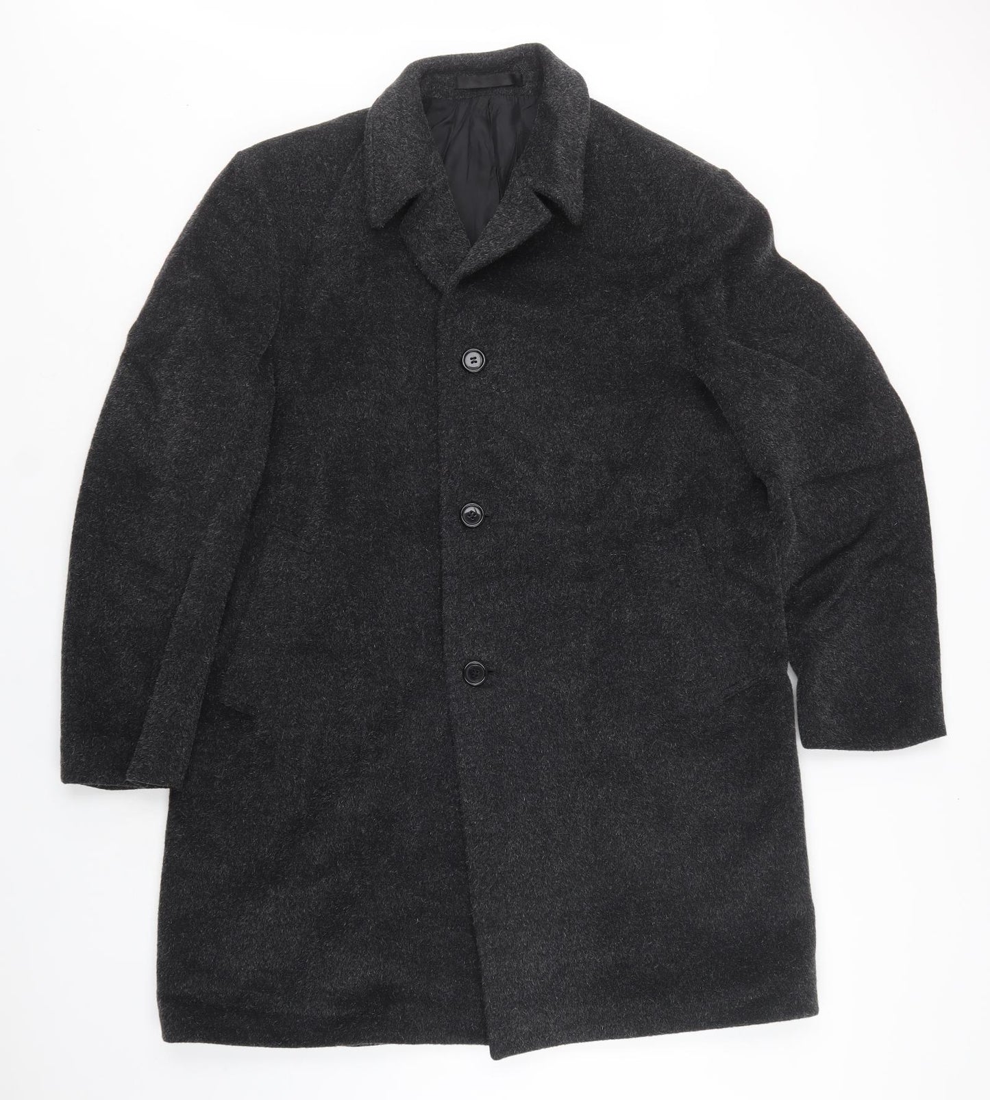 M&S Mens Grey   Pea Coat Coat Size M  Button