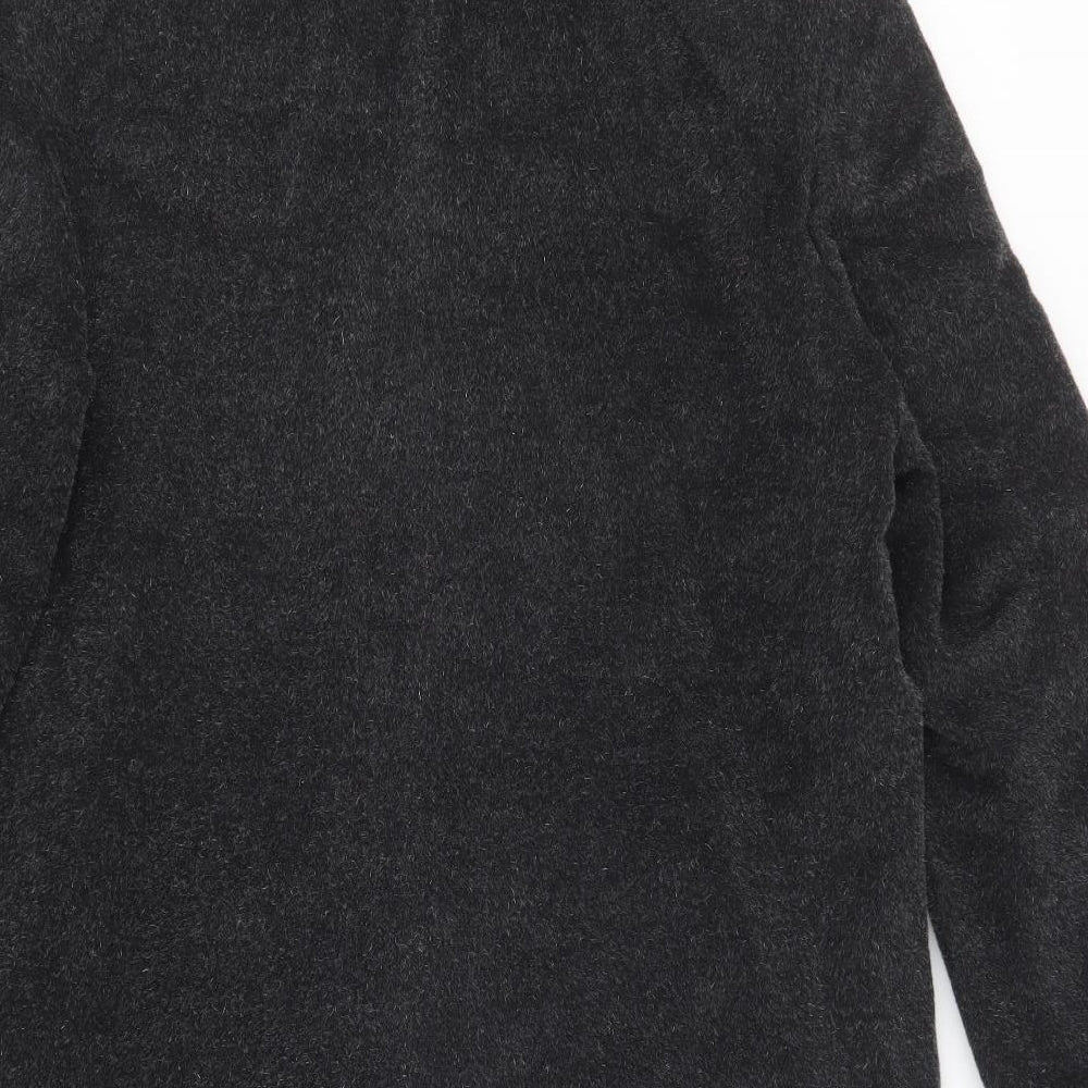 M&S Mens Grey   Pea Coat Coat Size M  Button