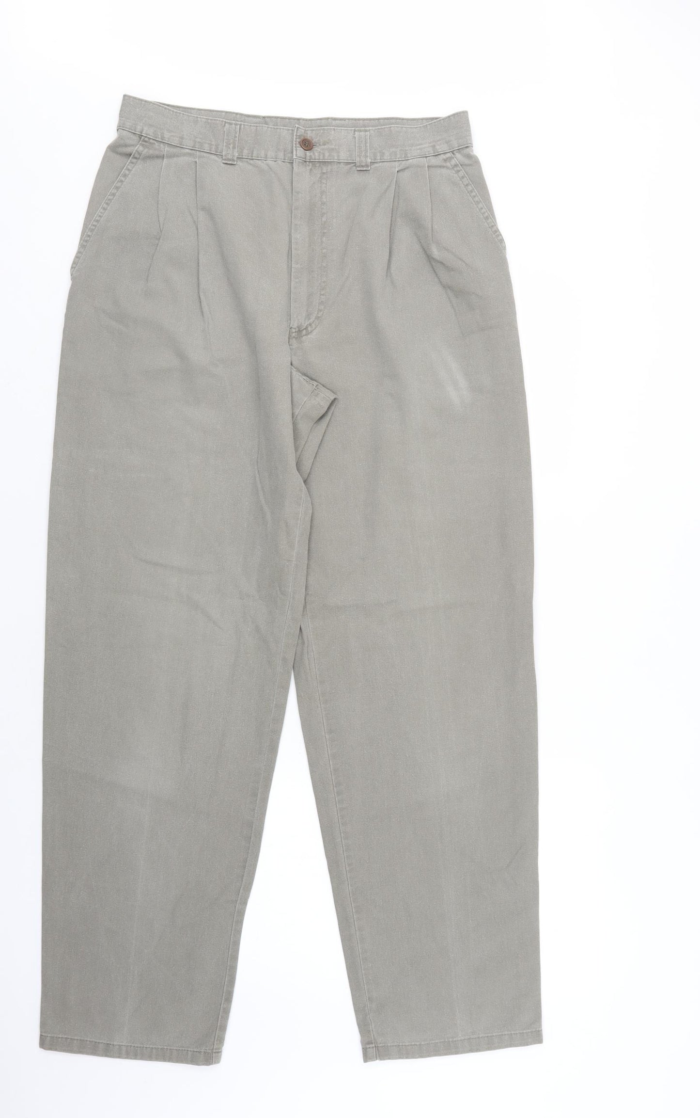 M&S Mens Beige  Cotton Chino Trousers Size 34 L33 in Regular Button