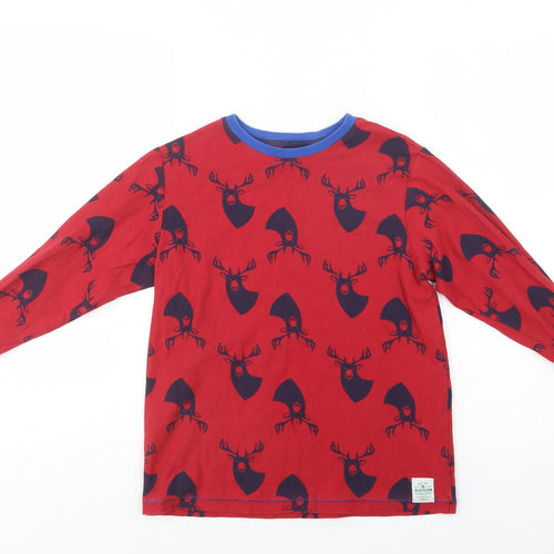 NEXT Boys Red Geometric Cotton  Pyjama Top Size 10 Years   - Stag Print