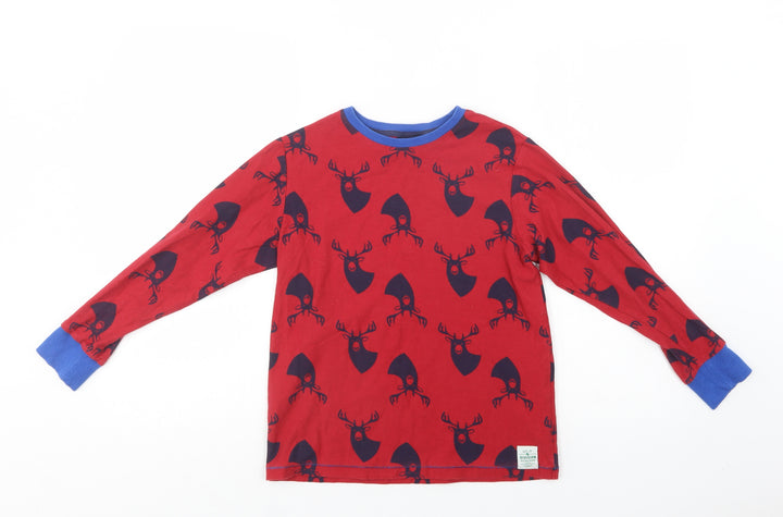 NEXT Boys Red Geometric Cotton  Pyjama Top Size 10 Years   - Stag Print